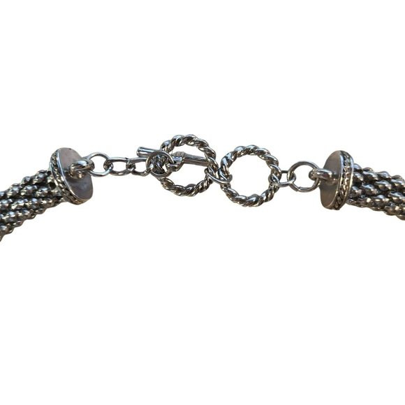 Rope Chain Choker Style Necklace Oval Coral Pendant Toggle Clasp 19" - Picture 4 of 5